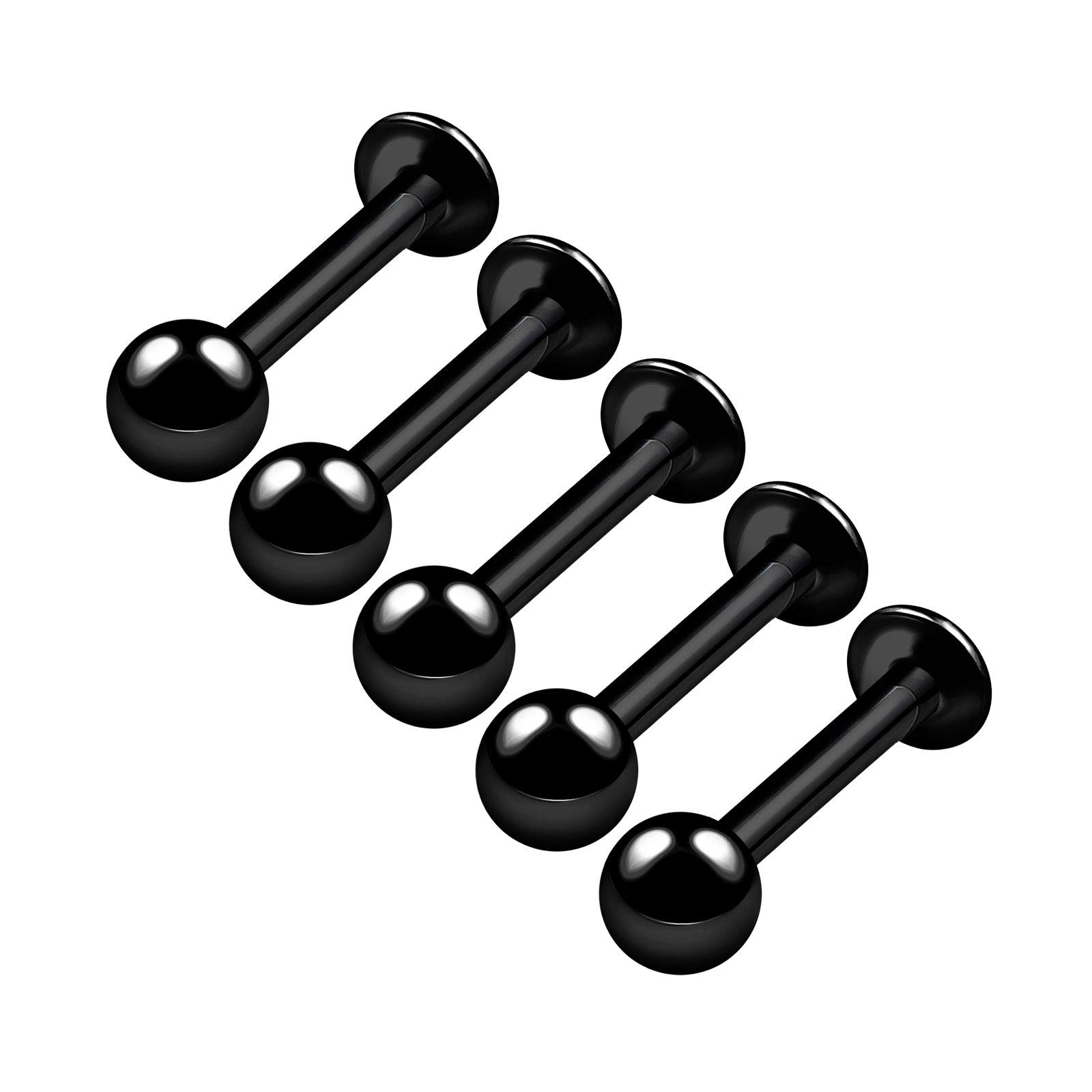 BanaVega 5PCS Anodized Black Lip Studs 14g 5/16 8mm 4mm Ball Tragus Cartilage Marilyn Monroe Earrings Labret Piercing Jewellery 4829