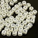 Rockin Beads Brand, 280 Black on Off White Wood Alphabet /Letter 