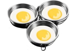 Stainless Steel Egg Poacher, 3-Cup Poached Egg Cooker, Nonstick Poacher Cups, Poaching Pan with Rack and Anti-Scalding Handle