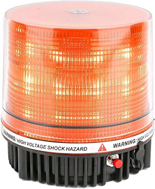 LE-JX Amber Wireless Rotating Beacon Orange Battery Led Strobe Warning Light Roof Top Plow Hazard Flash Emergency Mail Lights 12 V with Magnetic Base Mount and Rechargeable Plug (Yellow, 18 LED)