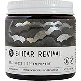 Shear Revival Gray Ghost Cream Pomade for Men & Women - Vegan, Strong Hold, Matte Finish Hair Styling Cream, For All Hair Types, 100% All Natural Ingredients, Citrus & Cypress Scent, 3.4oz