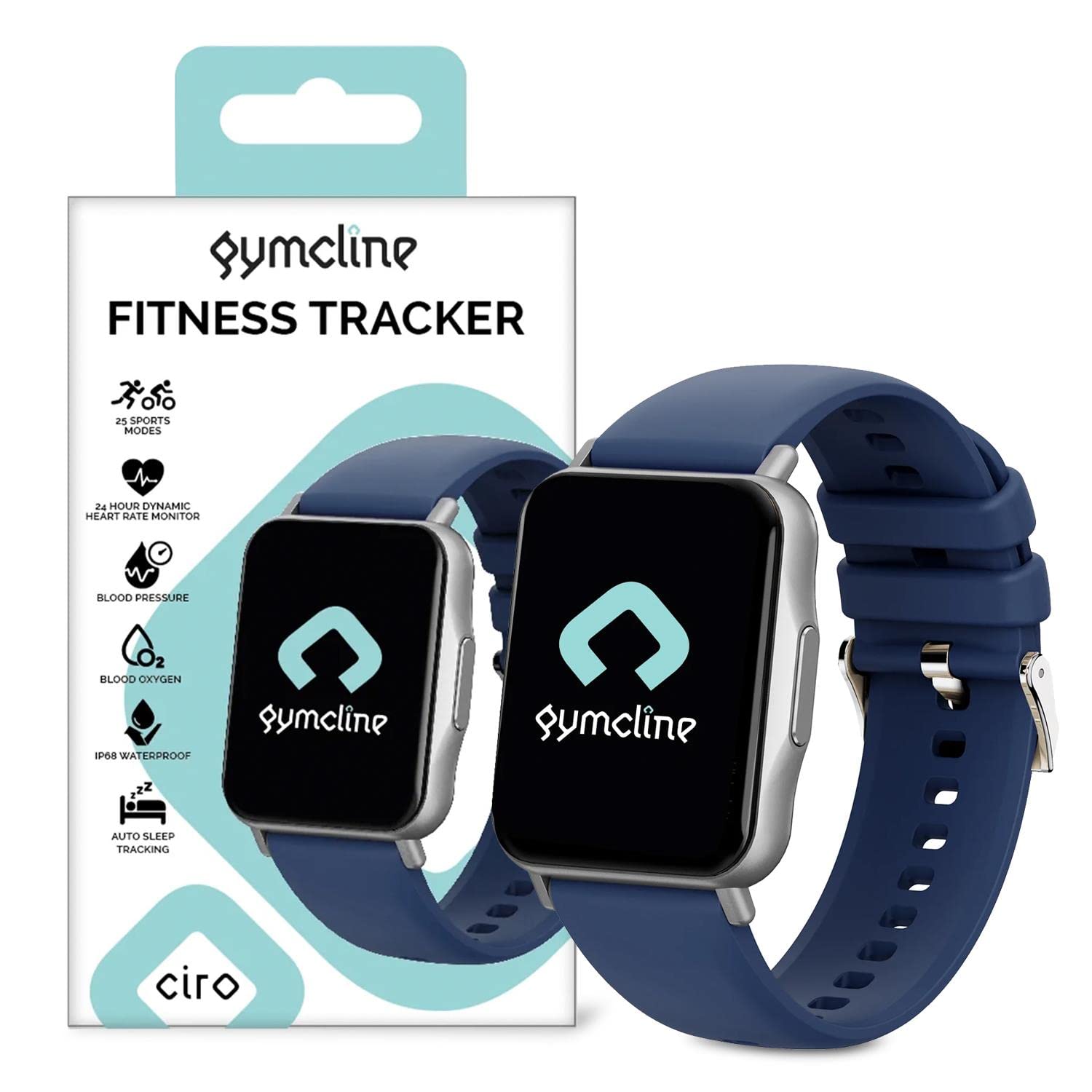 Gymcline Fitness Watch Ciro Fitness Tracker with Multiple Sports Modes, Heart Rate Monitor, Sleep Tracker, Step Counter and Daily Activity Monitoring Waterproof Watch for Women and Men, Navy