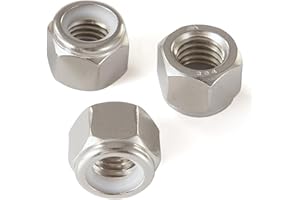 GuoYomm 100PCS #6-32 Nylon Insert Lock Nuts, Stainless Steel 304 (A2-70) Locknuts, Standard Inch Thread