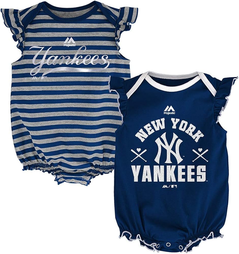 New York Yankees Girls Infant Navy Blue Grey Stripe 2 Piece