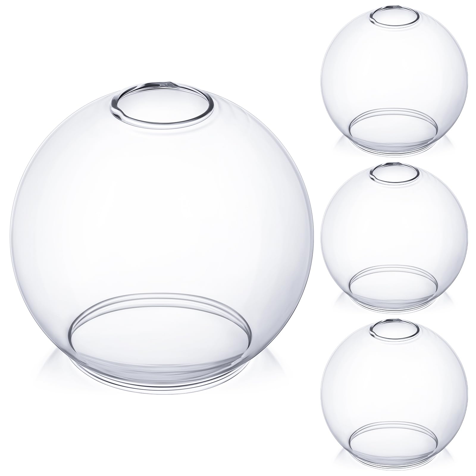 Photo 1 of Glooglitter 4 Pack Fixture Replacement Globe Shade 6 Inch Diameter E26 Base 1-5/8 Inch Fitter Round Glass Globe Lampshade Cover for Pendant Wall Sconce Chandelier Vanity Light(Clear)