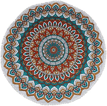 BYSUMMER Boho Gypsy Round Shape with Tessel Beach Tower Cover Up (Red/Teal)