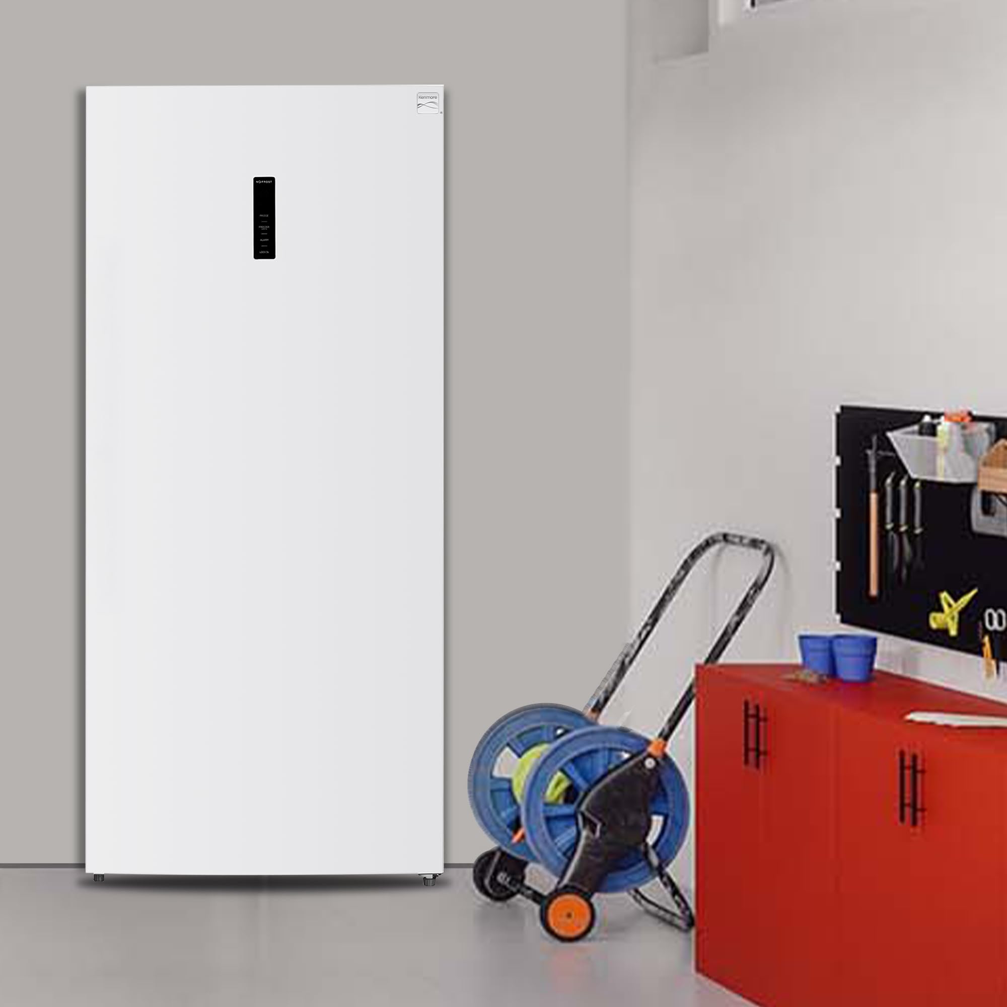 Kenmore 21 Cu. Ft. (600L) Convertible Upright Freezer/Refrigerator | Garage-Ready | Frost-Free | Digital Touch Controls | Quick Freeze | LED Interior Light | White | For Basement Garage Shed Cottage