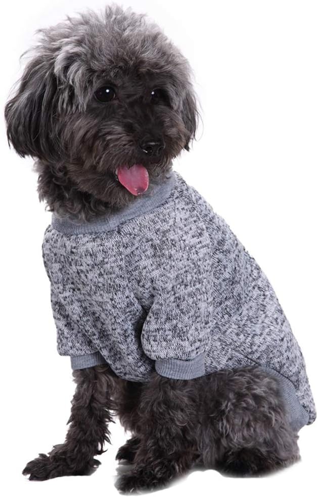Jecikelon Dog Clothes Dogs Sweater Soft Puppies Clothing Winter Puppy Sweaters Warm Outfit for Dogs Small XXS XS Cat Apparel (Grey, L)