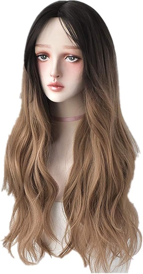 Amazon Co Jp Tygydlq 疑似髪の女性の中長い髪の毛の自然は 波動の丸い顔の大きな顔のファッションの段階的なカラーフルヘッドのセットのウィッグに縛られます ファッションスタイル 合成ウィッグ ホーム キッチン
