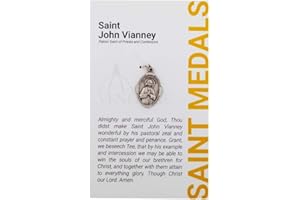 VENERARE 1" Saint John Vianney Medal with Prayer Card | Durable and Detailed Charm | Pendant Medal Carded with Prayer | Christian Jewelry