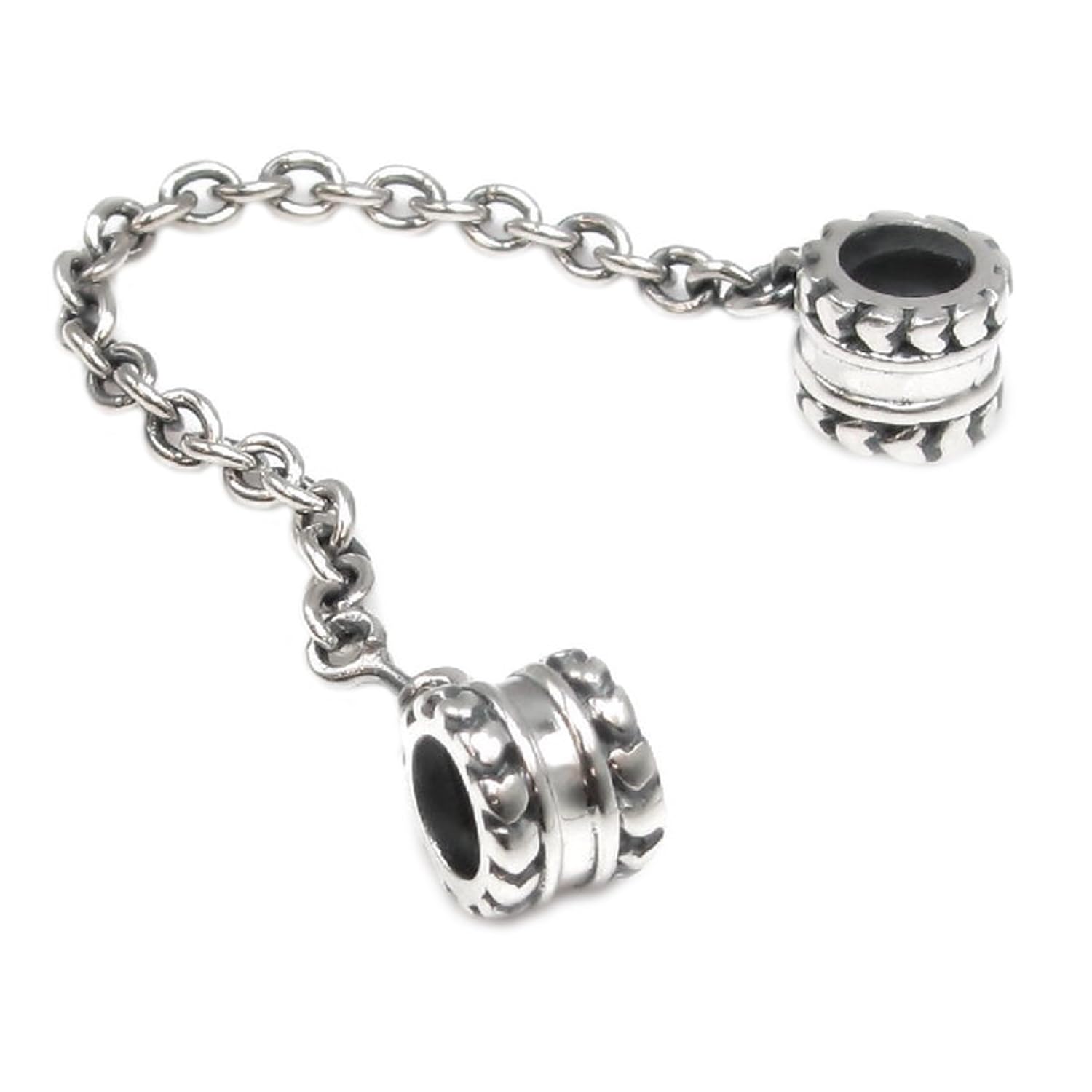 Queen Berry Cadena de seguridad Antiguo Plata de ley plata corazones atornillado