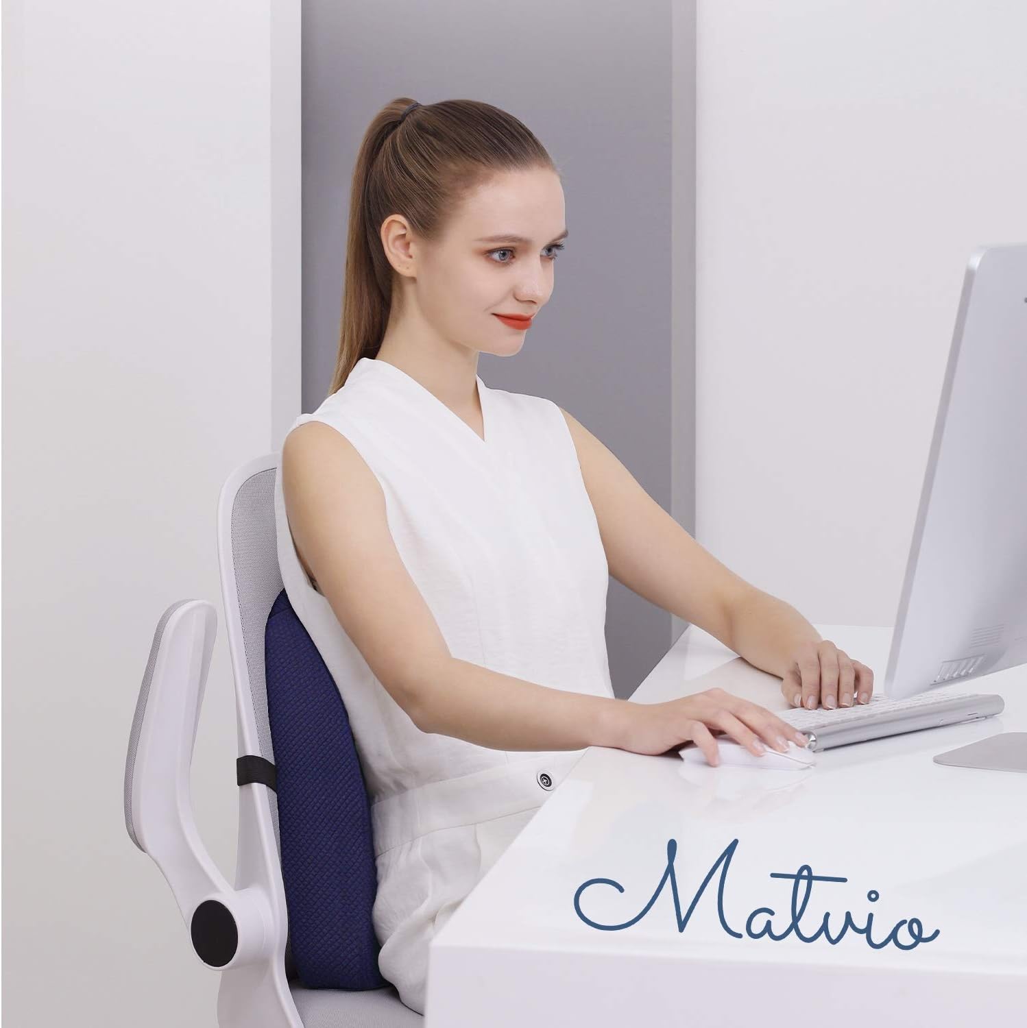 matvio Back Support Pillow for Office Chair - Ergonomic Posture Corrector Pure Memory Foam Lumbar Cushion - Perfect Backrest for Car, Desk, Recliner Chair and Any Seat: Home & Kitchen