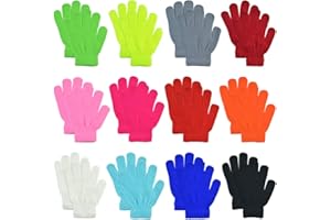 jiebor 12 Pairs Kids Warm Gloves Winter Gloves Knit Gloves for Kids Boys Girls Children Christmas Gift