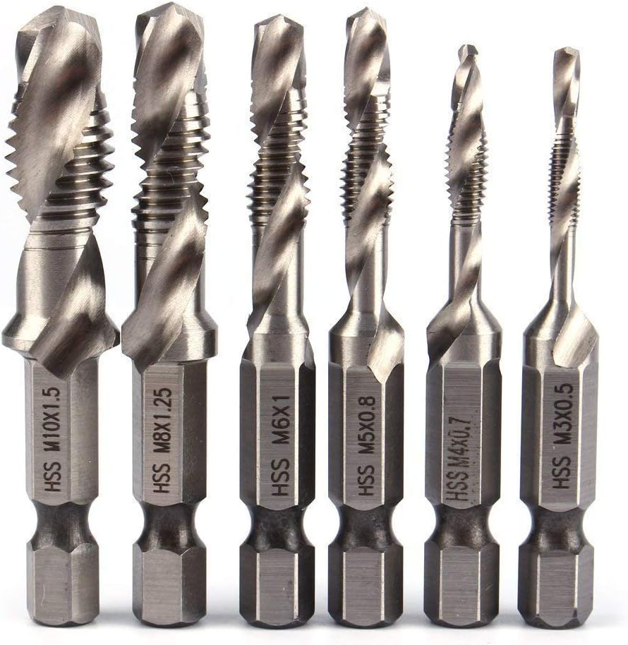 MALAYAS 6 Packs Combination Drill & Taps Bit Set