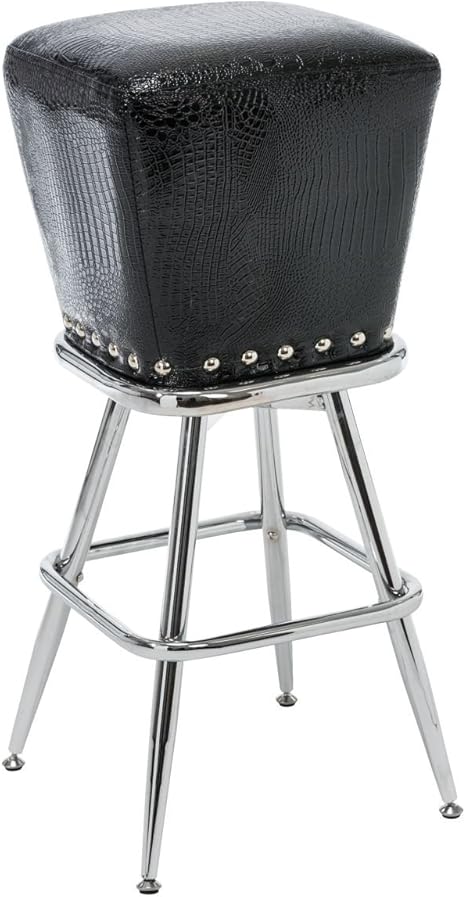 miaVILLA Barhocker Martin PU Leder Kroko-Optik Chrom - Schwarz: Amazon