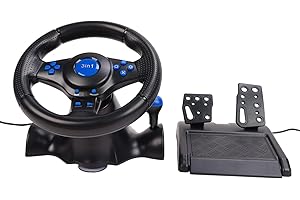 Gaming Steering Wheel with Floor Pedals, Racing Wheel 180 Degree Rotation Race Steering Wheel for,for for PC