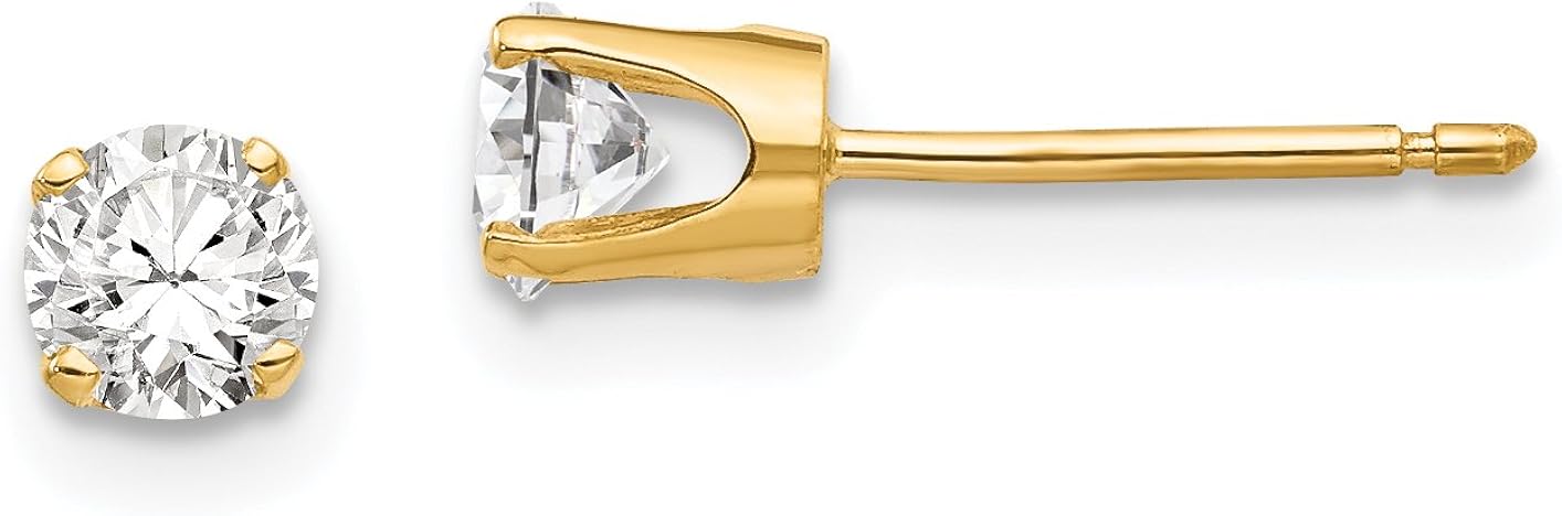 Amazon.com: 14k Yellow Gold 4mm CZ stud earrings: Jewelry