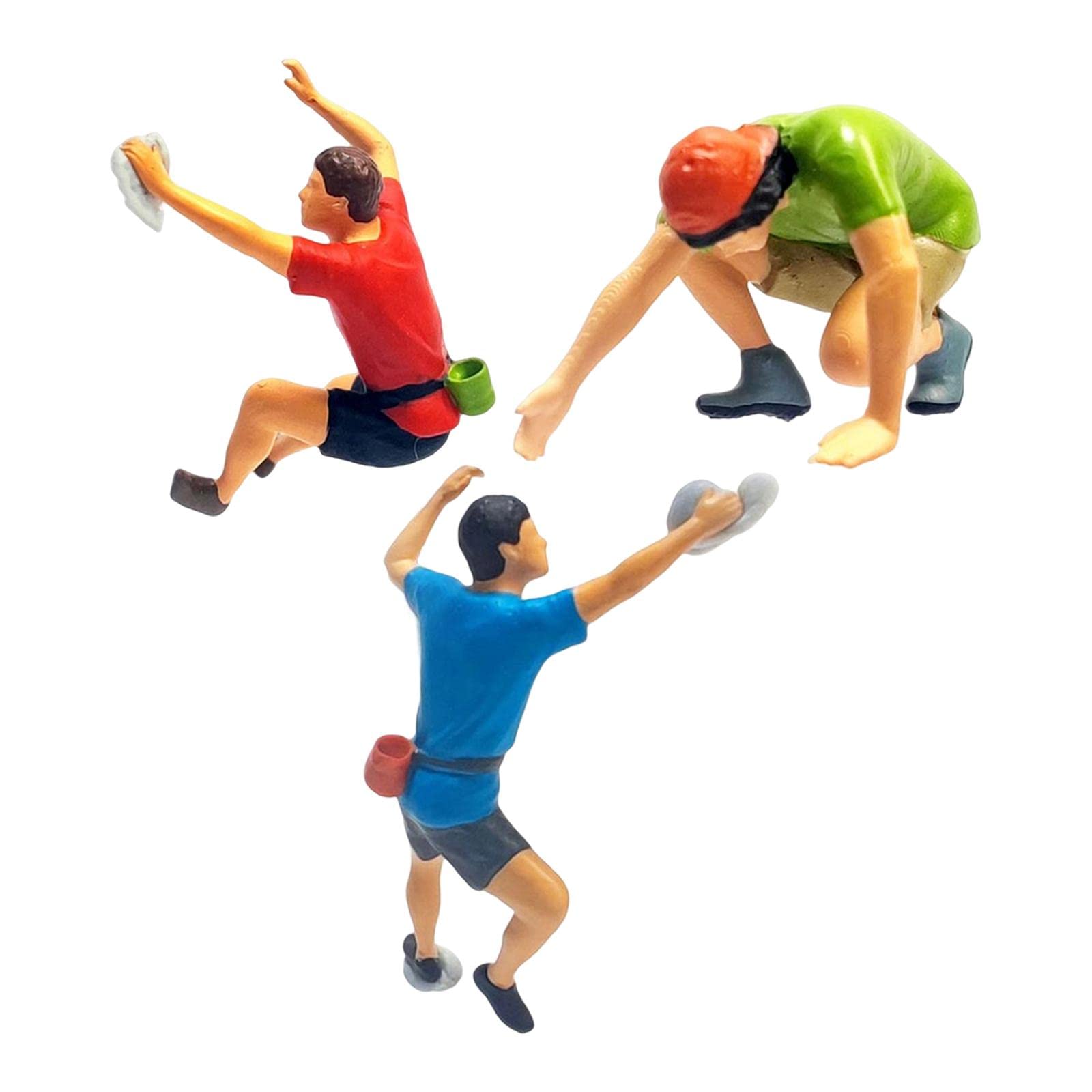 MagiDeal Hand Painted 1/64 Rock Climbing Figures Desktop Ornament Miniature DIY Projects Micro Landscape Diorama Scenery S Gauge People Model Decor, 3Pcs