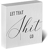 Funny Rustic Bathroom Decor - Wooden Box Sign Humor for Restroom Shelf, Half Farmhouse Style Toilet Sign for Guests - Tabletop or Countertop