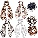6 Pack Leopard Print Big & Long Scrunchie Hair Scarf, Polka Dot Snake Skin, Ribbon Chiffon Strong Elastic Hair Bands Rope Scrunchy, Bun Hair Ties Bobbles, Scarves for Women Girls, Bow Ponytail Holder
