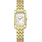 RioFoior Gold Watches for Women with Rectangular Case Roman Dial,Stainless Steel Band,Waterproof.Adjustment Tool Included