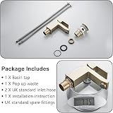 Luckyhome Brushed Gold Basin Mixer Tap with Pop Up Waste Square Chrome Brass view 5