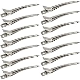 24 Packs Duck Bill Clips Bantoye 3.5 Inches Rustproof Metal Alligator Curl Clips with Holes for Hair Styling Hair Coloring Si