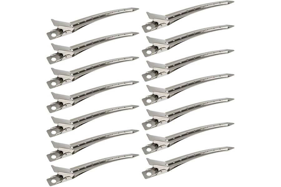 24 Packs Duck Bill Clips, Bantoye 3.5 Inches Rustproof Metal Alligator Curl Clips with Holes for Hair Styling, Hair Coloring, Silver