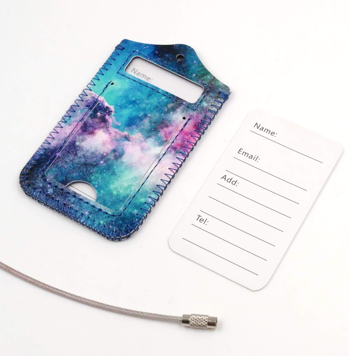  | kandouren Little White Marble Leather Luggage Bag Tags 2 Pieces Set, travel tags for small bag or backpack, for men and women | Luggage Tags