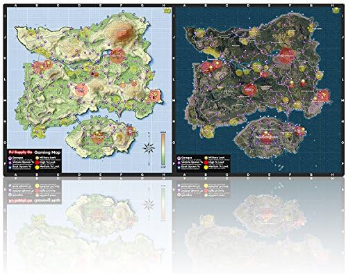 PJ Supply Mouse Pad Gaming Map Keyboard Professional Computer Game Mouse Large Small Computer Desk Accessory (16"32" Large PUBG Map)