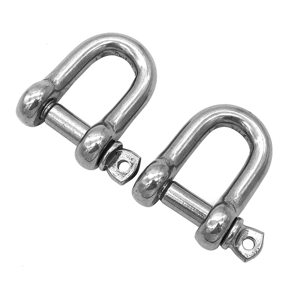 2 Pieces NUZAMAS D Ring Bow M14 Thread 304 Stainless Steel, D-Ring Bow, O Ring Clasp Bracelet, U Lock Wire Rope Fastener