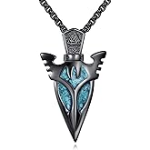 CUPENDA Arrowhead Necklace 925 Sterling Silver Turquoise Viking Arrow Pendant Amulet Jewelry Gifts for Men Women