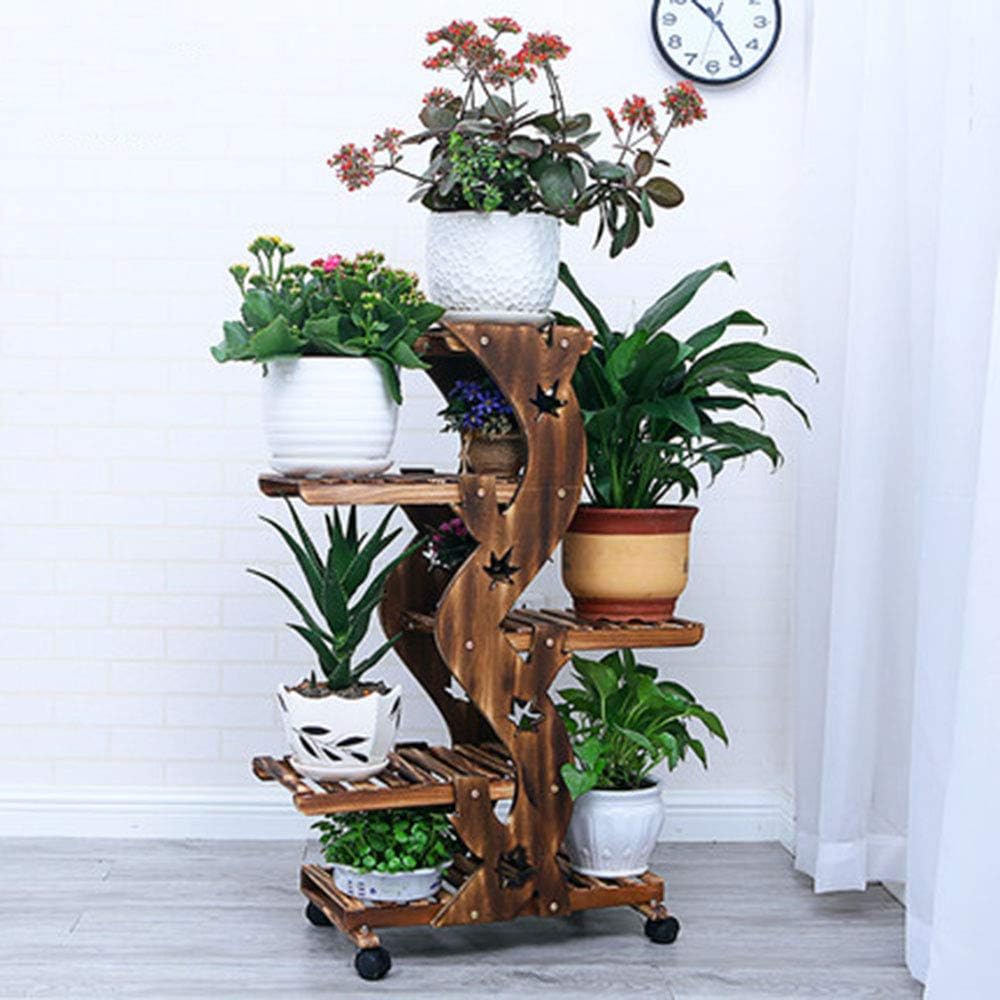 ADAHX Estantería para Macetas, Soporte de Madera para Flores con 4 ...