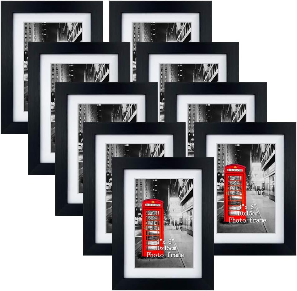EONO by Amazon 6x4 Photo Frames Set of 9, Made to Display 6x4 Pictures