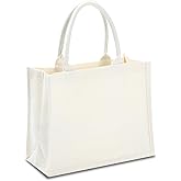 Yaceyace Canvas Tote Bags for Travel, Work & Beach - 14.5"x6"x10" Reusable Grocery Bags - Plain & DIY, Bulk Pack of 1