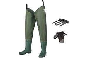 FISHINGSIR Hip Waders Waterproof Hip Boots Cleated 2-Ply Nylon/PVC Fishing Hip Wader