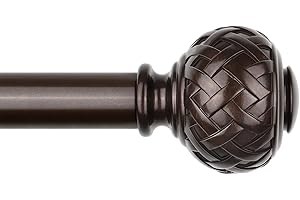TONIAL Bronze Curtain Rod 32 to 120 Inches, 7/8 Adjustable Curtain Rods for Windows 20 to 116 Inches, Splicing Drapery Rods Heavy duty with Netted Texture Finials