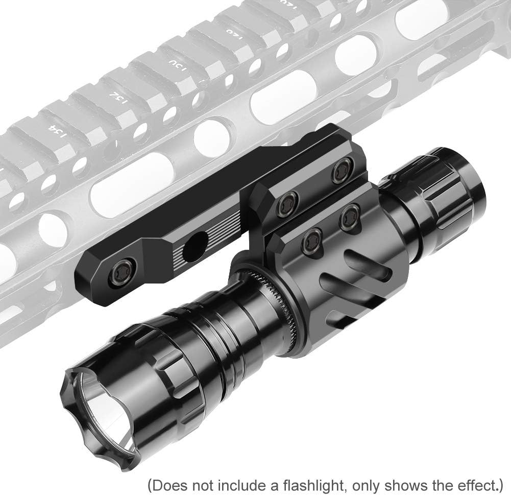 Feyachi M-Lok Offset Flashlight Ring Mount for Mlok Rail System - 2 Mounting Inserts Included fits 27mm 25.4mm 20mm Diameter Flashlight : Sports & Outdoors