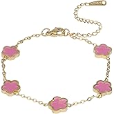 KEYUN 18K Gold Plated Bracelets for Women Trendy Link Clover Bracelet Fashion Jewelry for Women