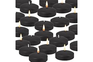 Royal Imports Black Floating Candles 3" - Made in USA Pack of 12 Unscented Dripless Wax Discs - 10 Hour Burn Time - for Centerpieces, Weddings, Events, Home Décor