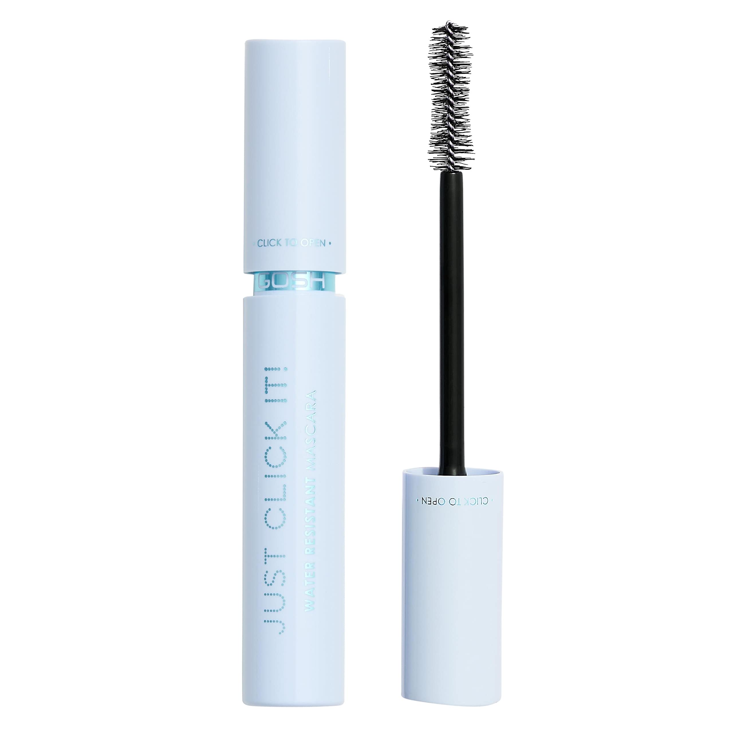 Gosh Just Click It! Waterproof Mascara for Extra Length and Maximum Volume, Vegan, Fragrance-Free, Allergy-Certified and Waterproof with Innovative Click Closure, 001 Extreme Black