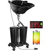 johgee Rechargeable Portable Plastic Shampoo Bowl Sink with Charger & Electric Pump, Height Adjustable Hair Washing Sink with