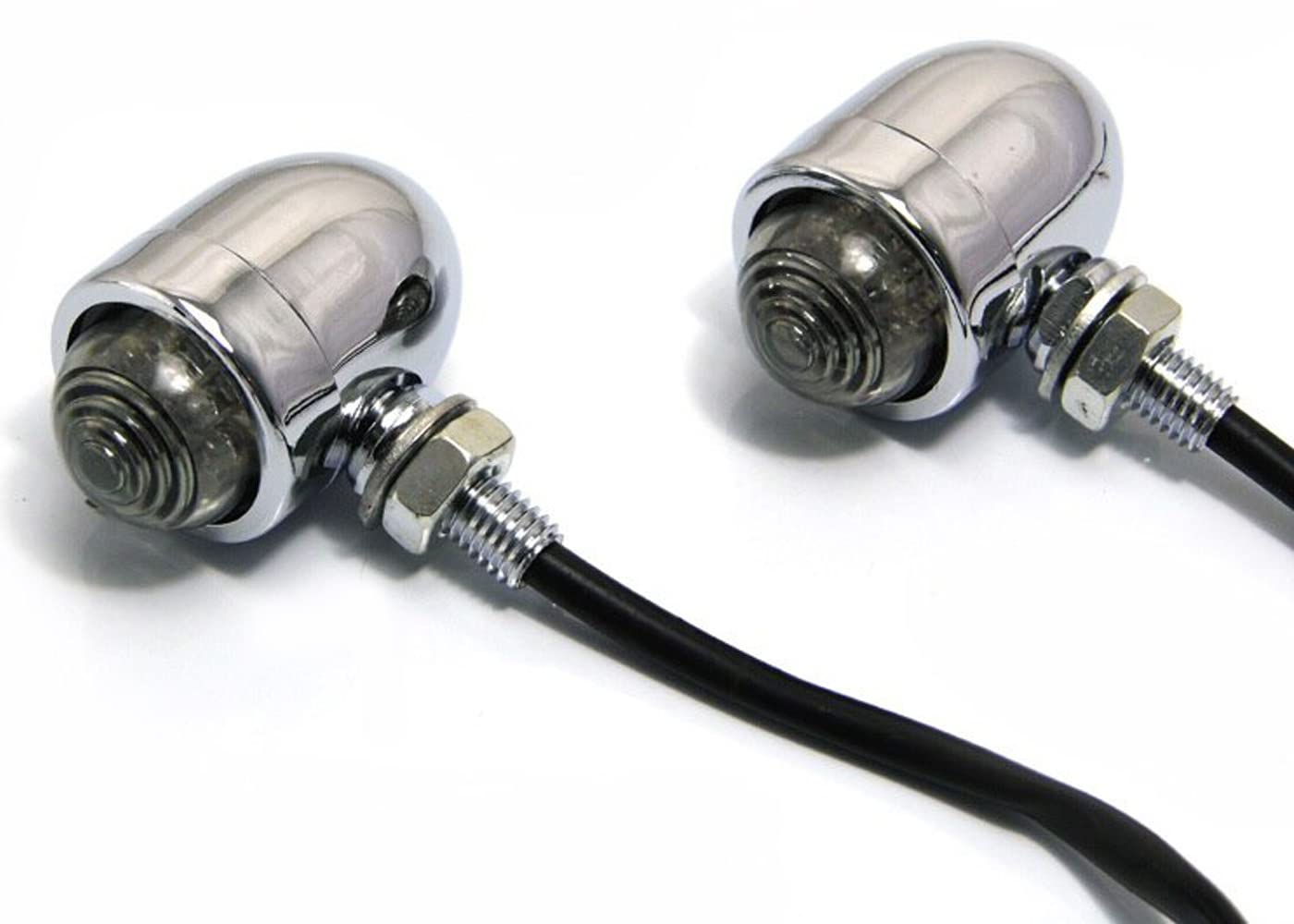 Alchemy Parts LED Motorcycle Indicators Custom Turn Signals | Chrome Aluminium for Chopper Cruiser Café Racer Classic Project Street Bike (Pair)
