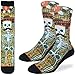 Good Luck Sock Men's Skeleton Mustache Crew Socks - Yellow, Adult Shoe Size 8-13