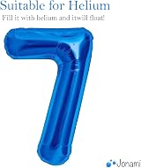 Jonami Balloon 7th Birthday Blue 40 in XXL Foil Balloon Number 7 view 3