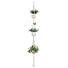 Aozita Classic Macrame 3 Tier Plant Hanger for Hanging Holder Flower Baskets Pot Indoor Outdoor Decor with 2 Hooks - 70 Inch