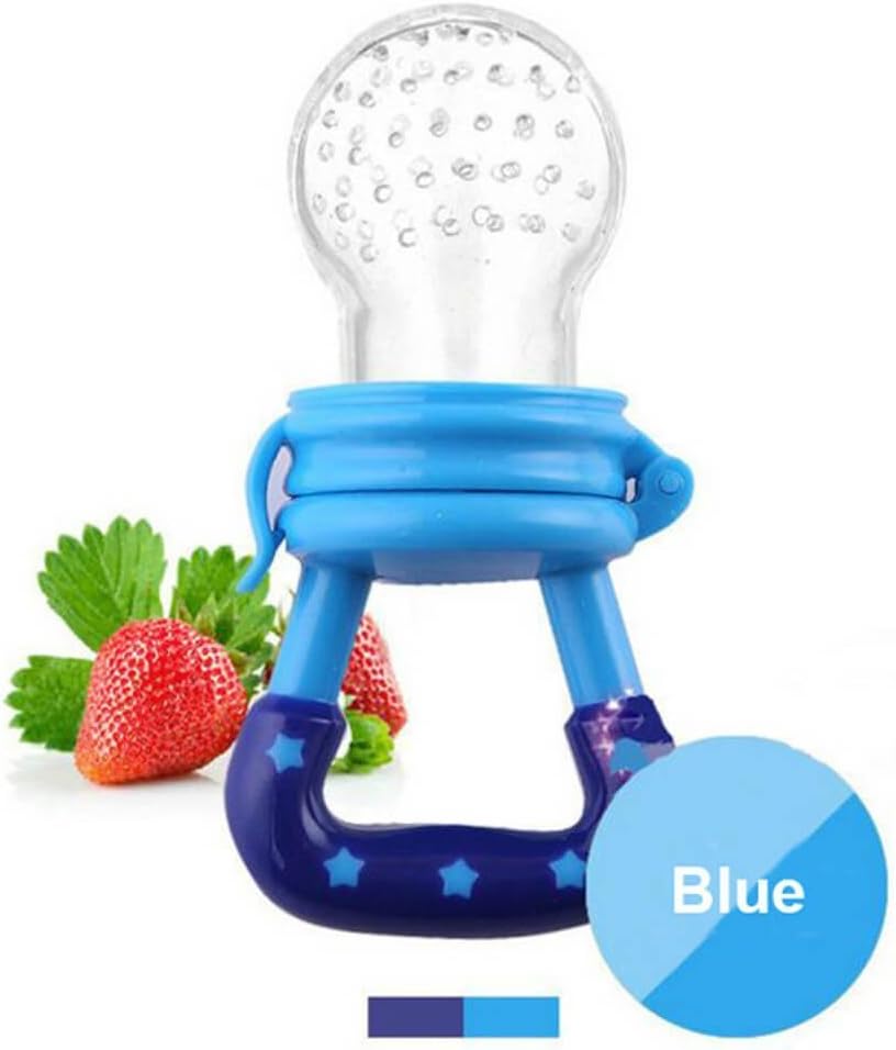 Fresh Food & Fruit Feeding Pacifier – Tinabless Silicone Teething Pacifiers | Great Baby Nibbler Food Feeder Teether | Baby Feeding Teething Toys Set | Mesh Feeder Teethers Teething Toy (Blue)