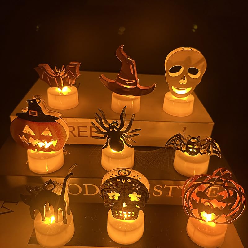 XIXIMENG Halloween Decoration Candle Light 12PCS,Electronic Candle Light Ghost Festival LED Halloween Wind Light Decoration Injection Molded Candle Candle Night Light