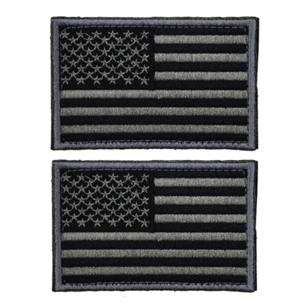2 Pieces Tactical USA Flag Patch -Black & Gray- American Flag US United States of America Military Uniform Emblem Patches