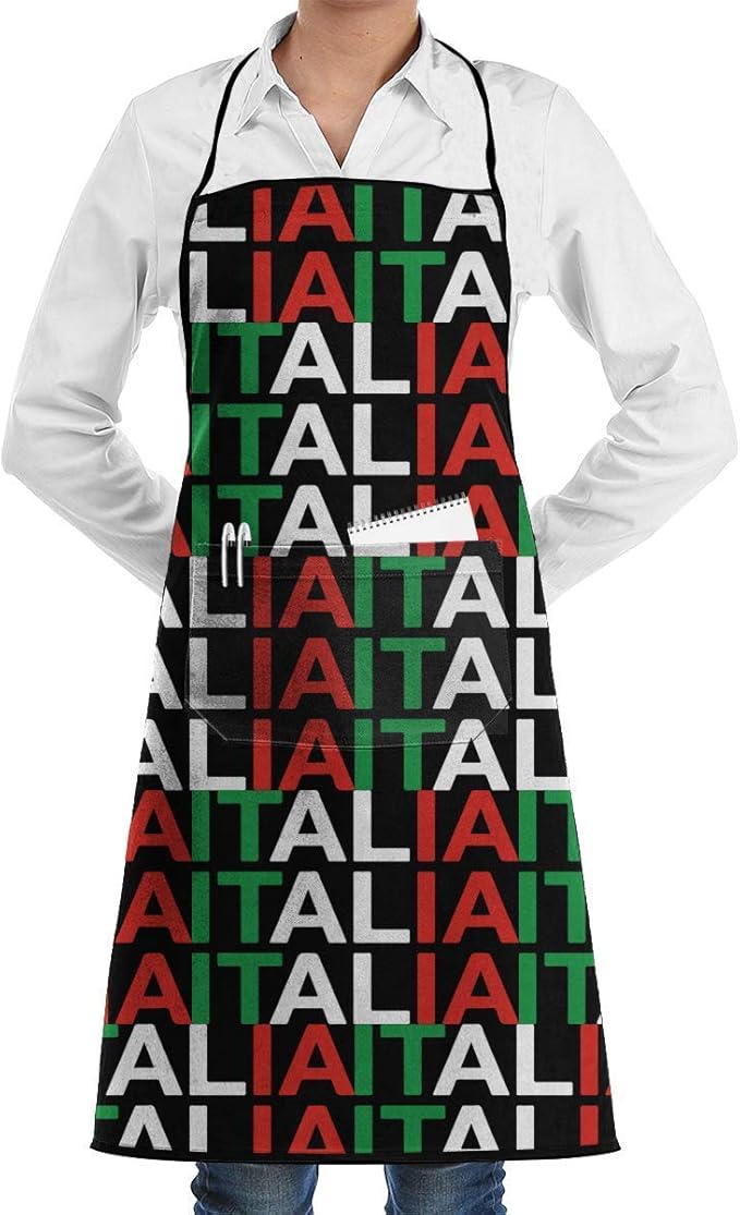 Italia Italian Flag Pocket Apron,Waitress Waist Apron,Kitchen Apron,Personalized Grill Apron